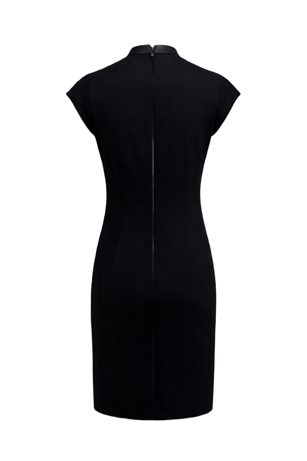 1990s Black Wool Blend Shift Dress - Back View