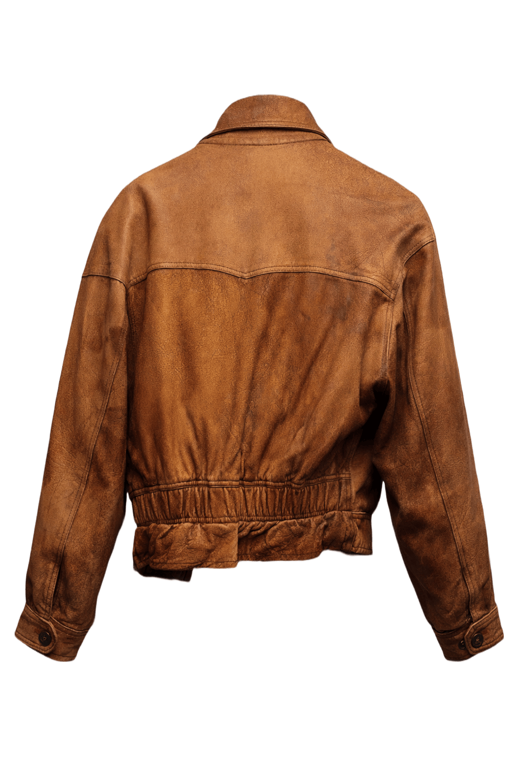 1980s Tan Leather Bomber Jacket - Back View