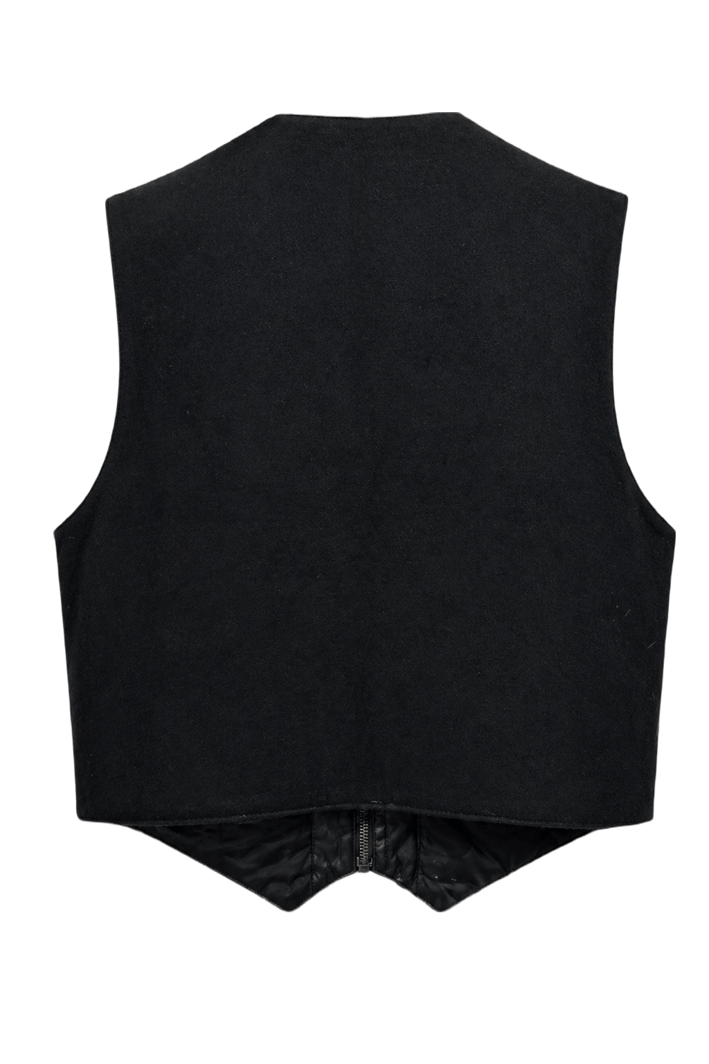 1970s Black Leather Quilted Vest - Back View