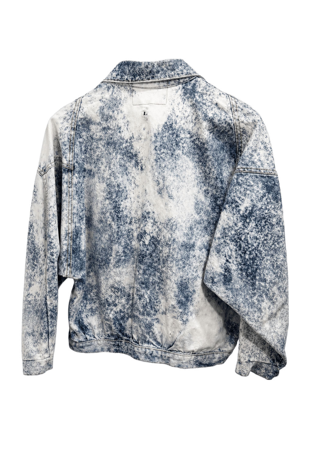 1990s Acid Wash Blue Cotton Blend Jacket - Back View
