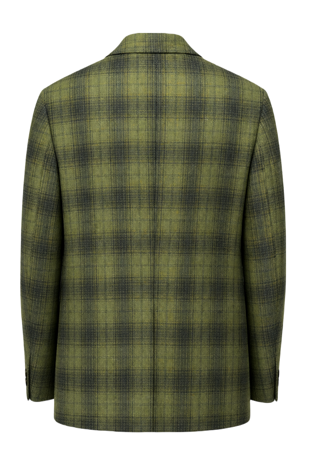 1970s Green Plaid Wool Blazer - Back View
