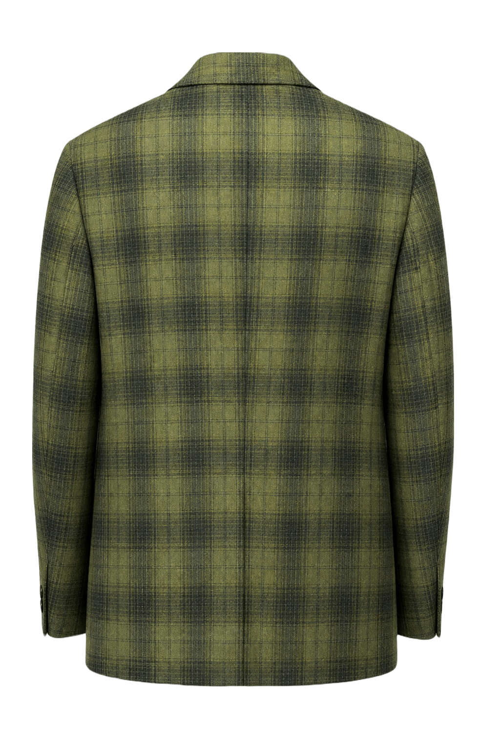 1970s Green Plaid Wool Blazer - Back View