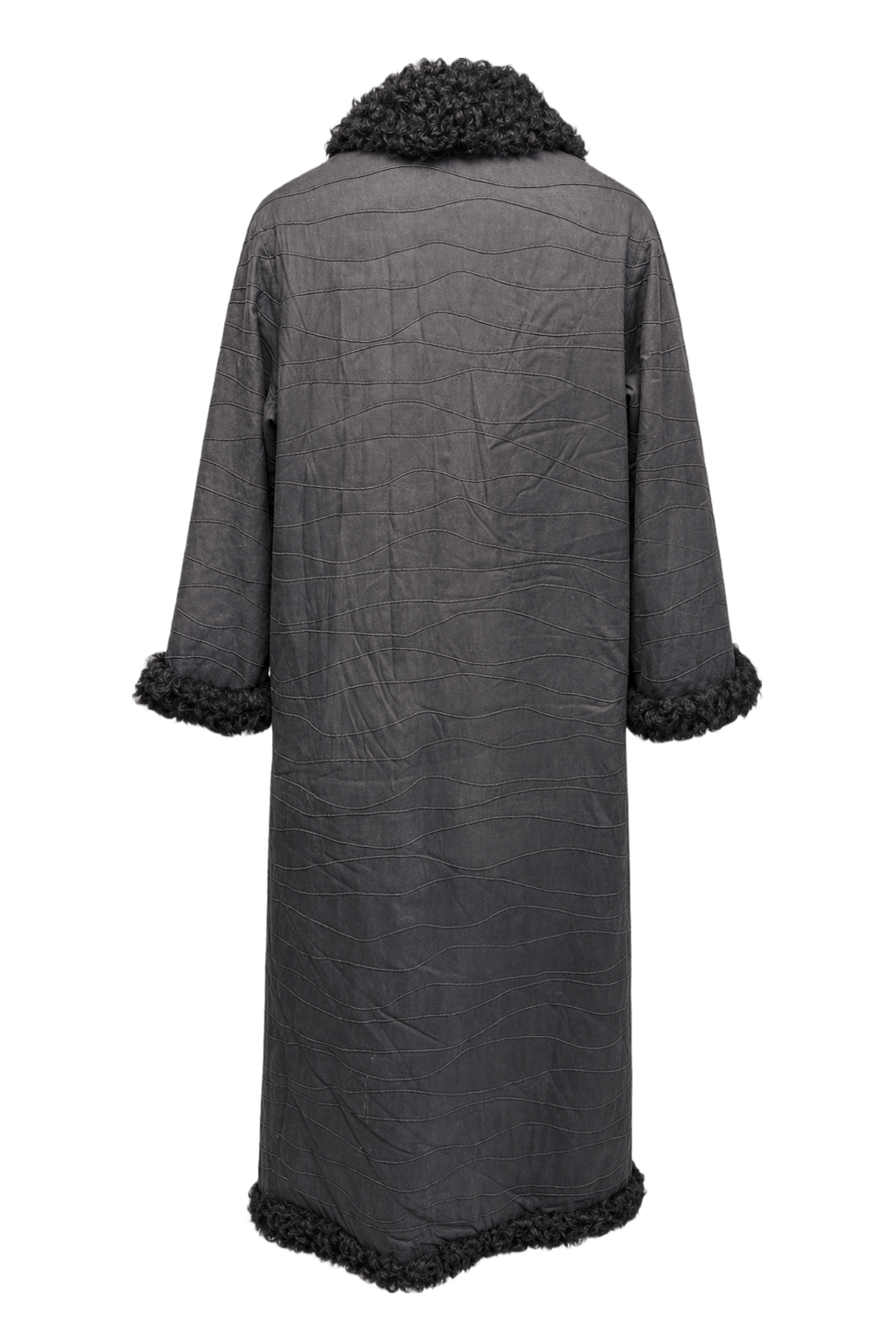1980s Black Nylon Coat - Back View