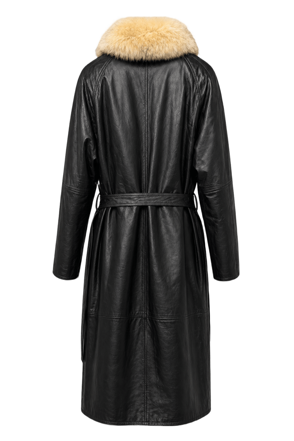 1990s Black Leather Coat - Back View