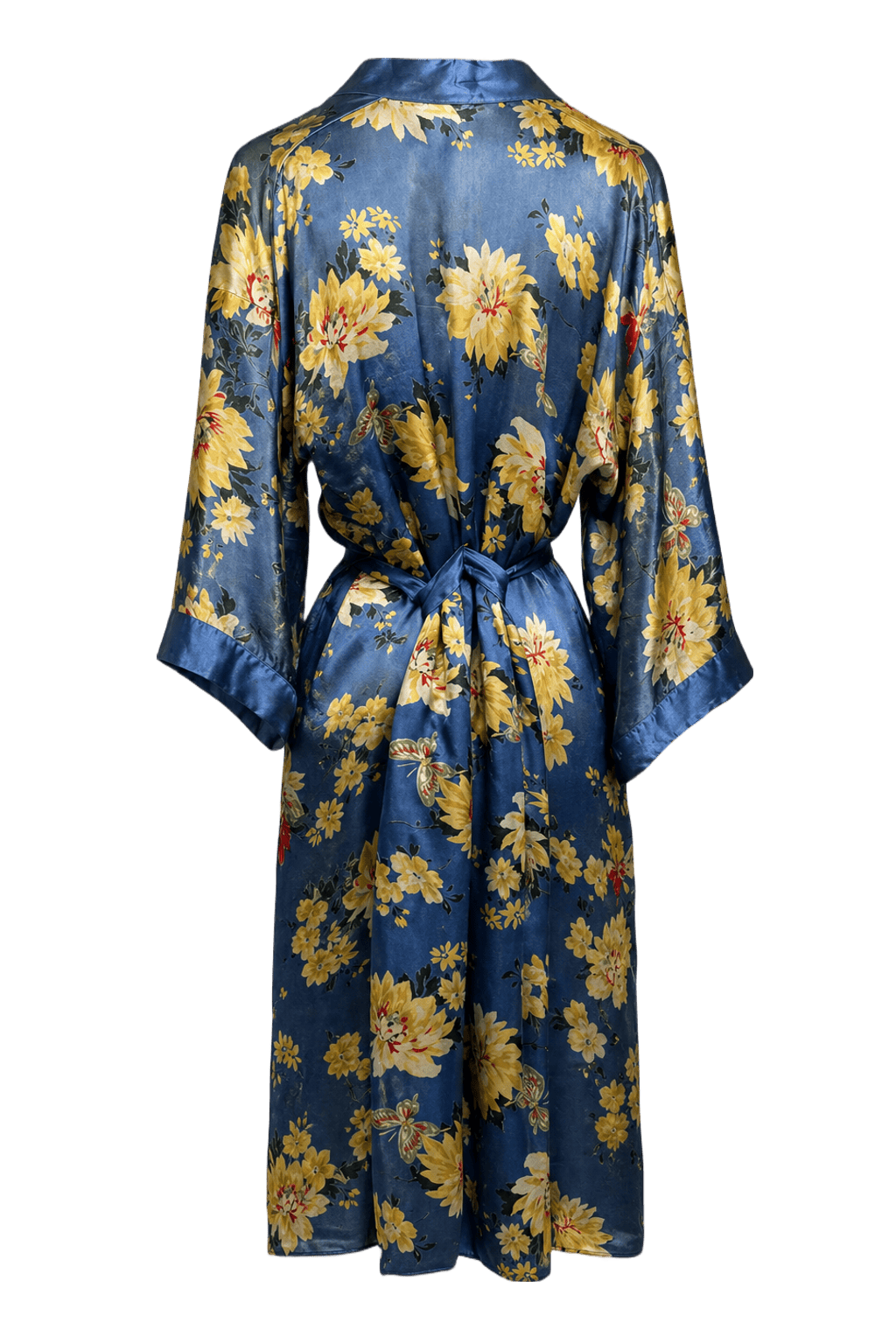 1930s Blue Silk Kimono Robe - Back View