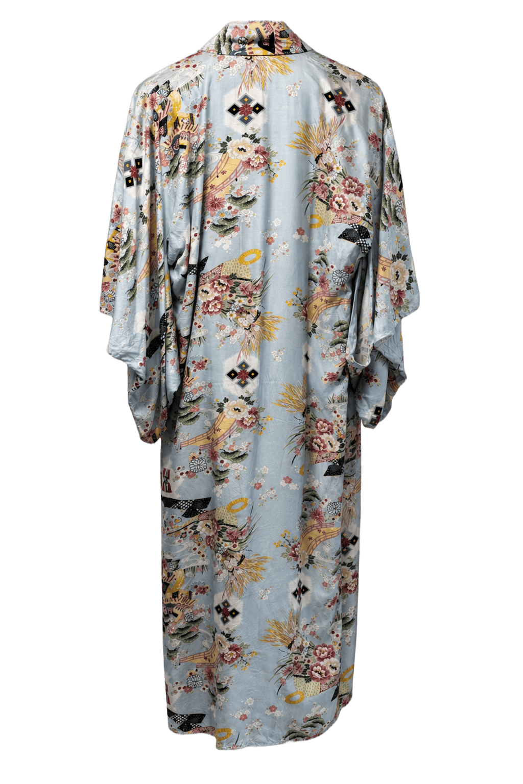 1930s Light Blue Silk-like Kimono - Back View