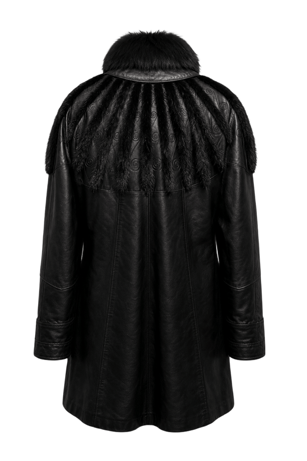 1980s Black Leather Coat - Back View
