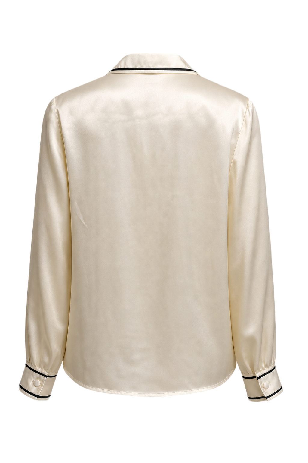 1980s Cream Silk-like Blouse - Back View