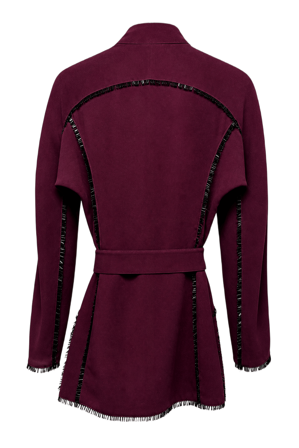 1990s Deep Burgundy Polyester Jacket - Back View