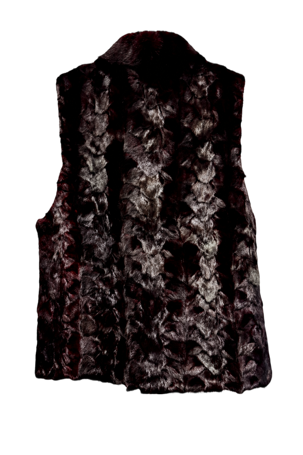 1980s Burgundy Fur Vest - Back View