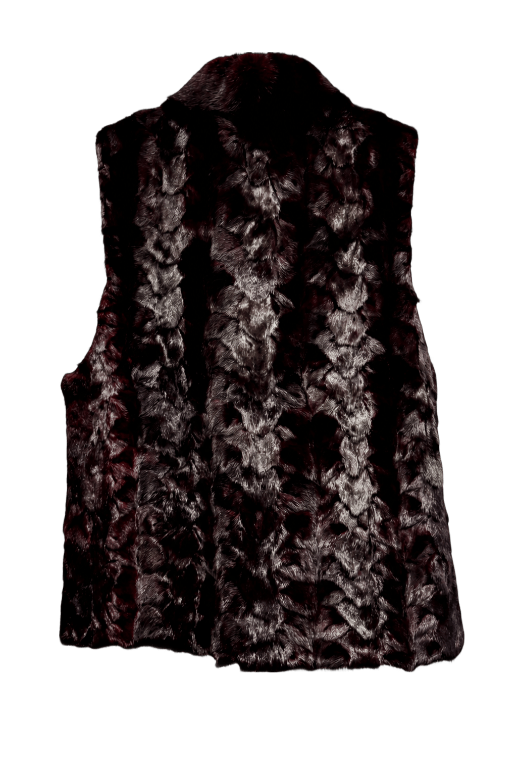 1980s Burgundy Fur Vest - Back View