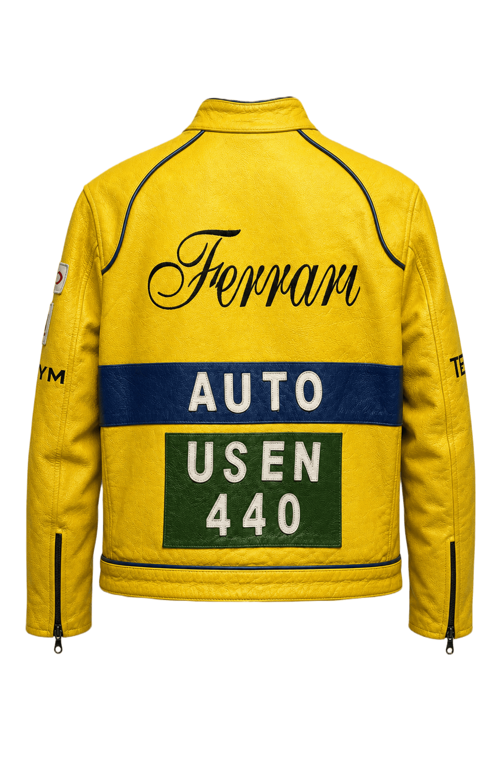 1990s Bright Yellow Leather Jacket - Back View