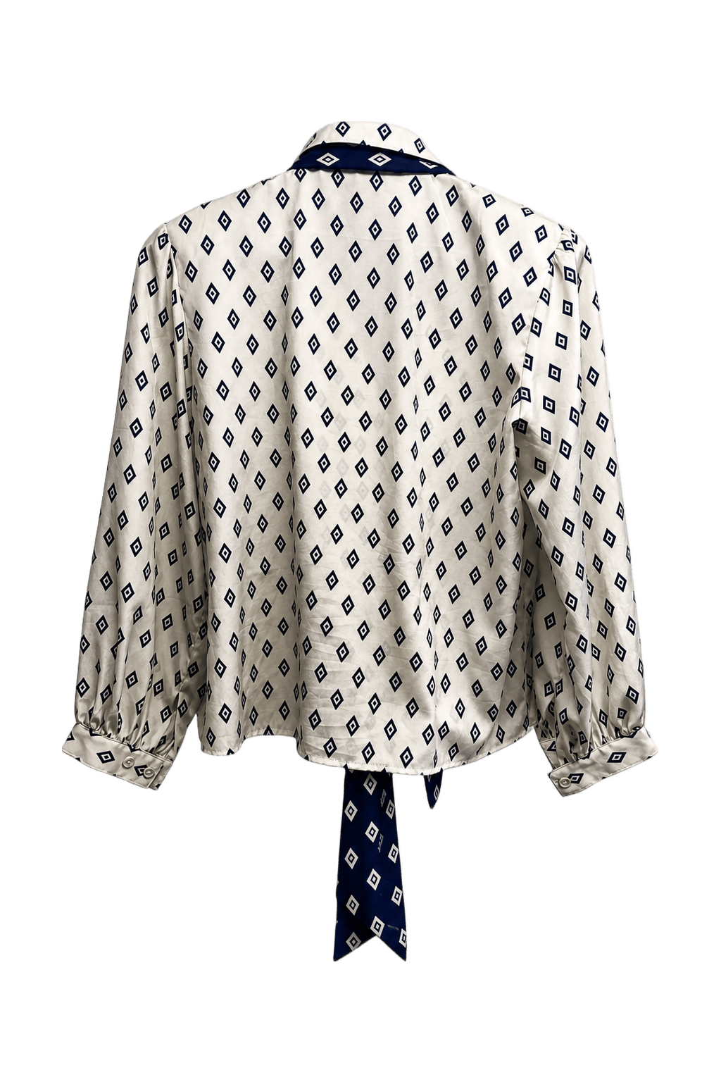 1980s Cream White Silk Blouse - Back View