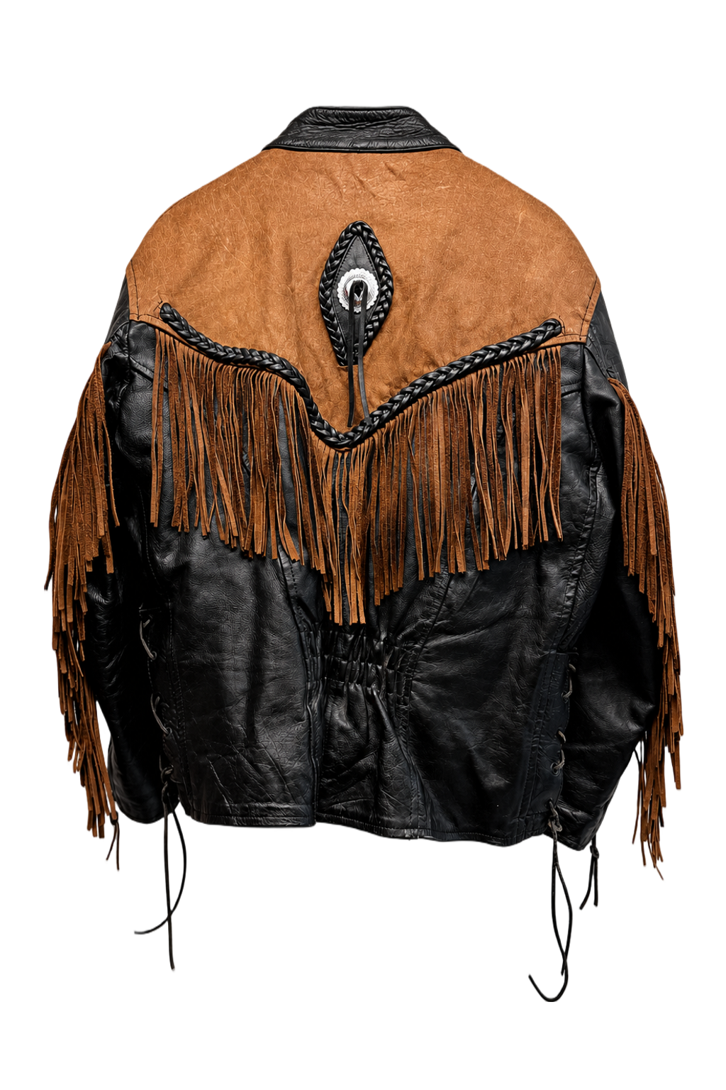 1970s Black Leather Jacket - Back View
