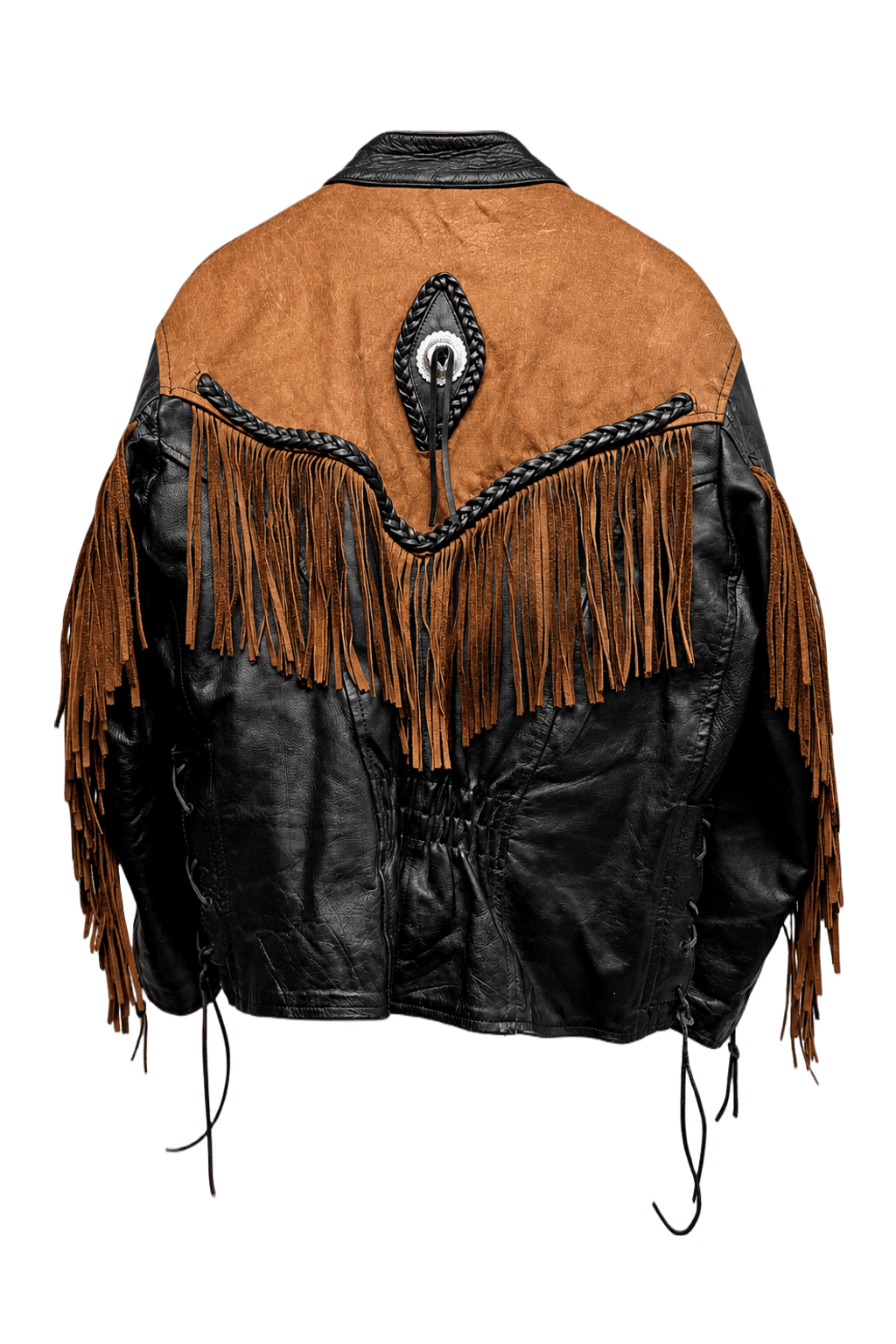 1970s Black Leather Jacket - Back View