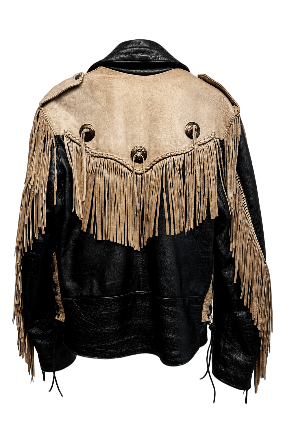 1970s Black Leather Jacket - Back View