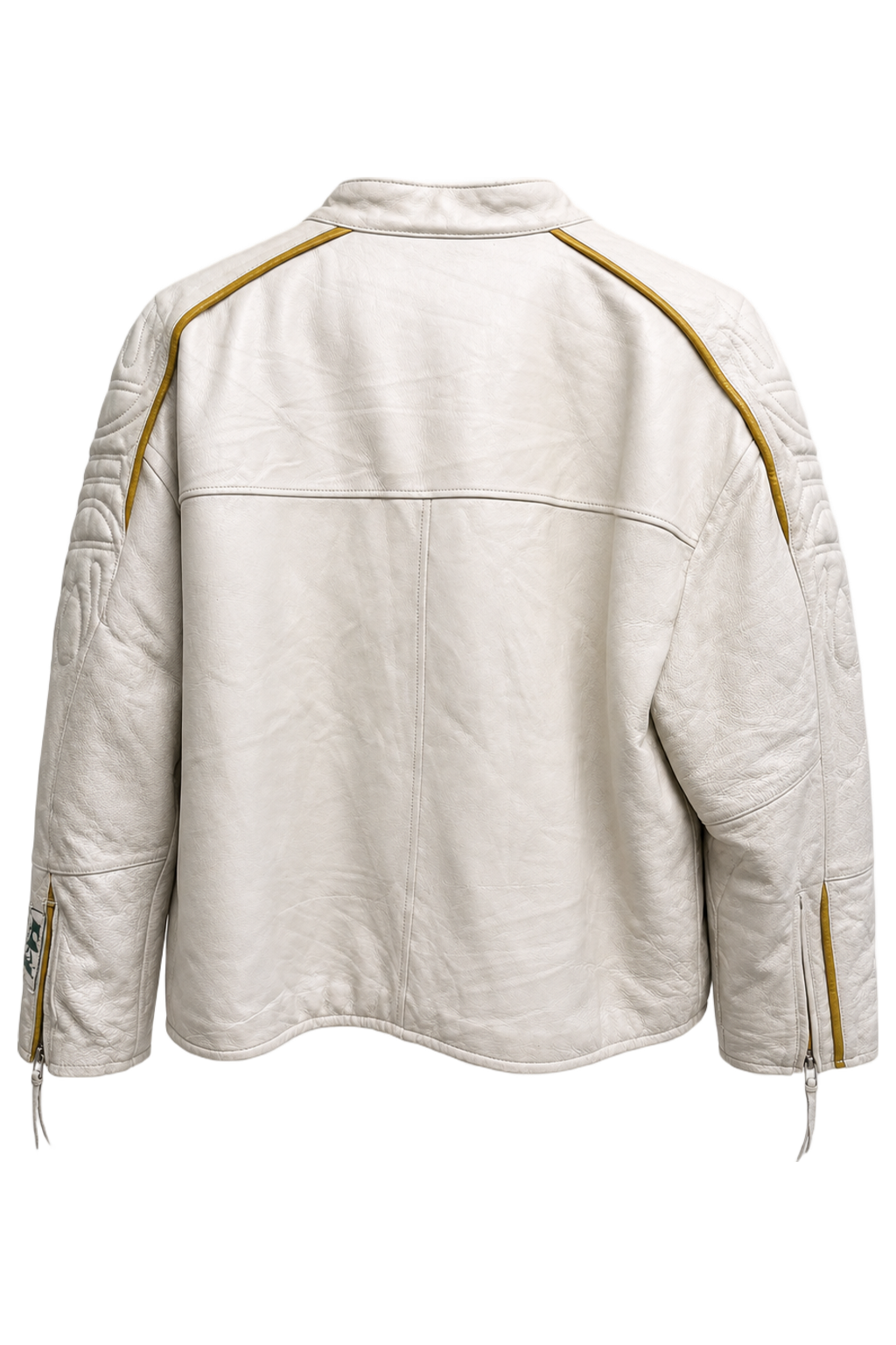 1990s Ivory White Leather Jacket - Back View