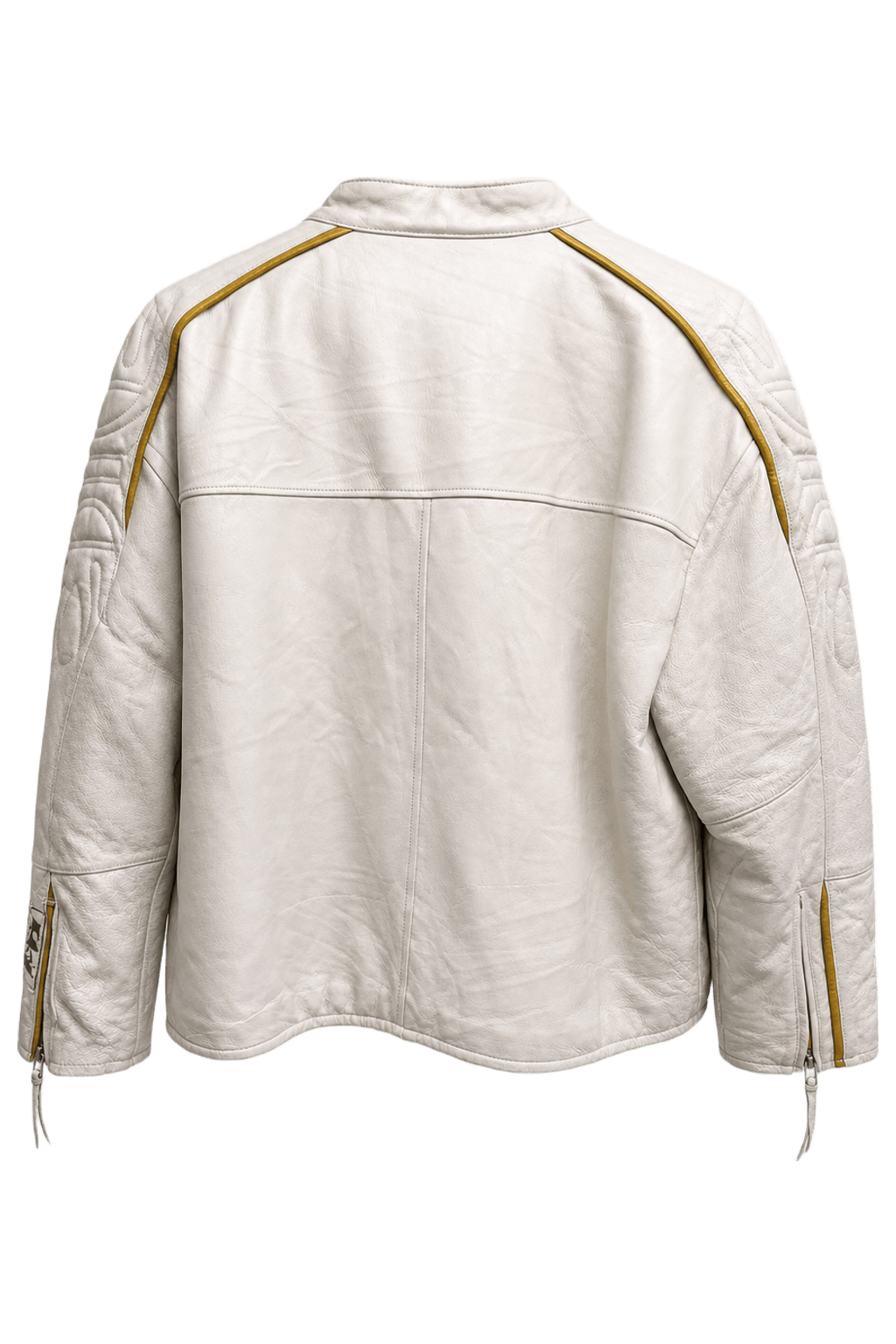 1990s Ivory White Leather Jacket - Back View