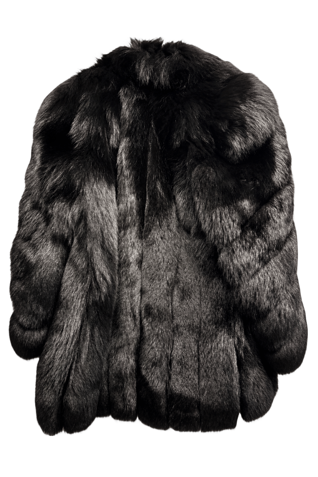 1980s Black Fur Coat - Back View