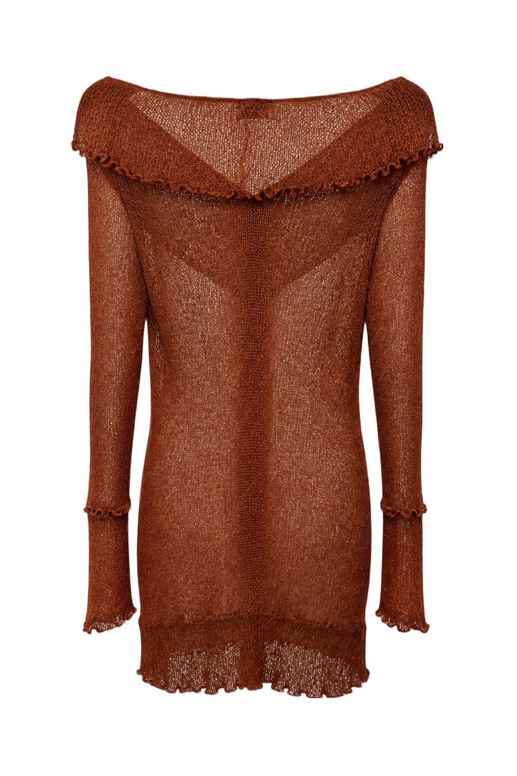 1990s Rust Brown Synthetic Sweater - Back View