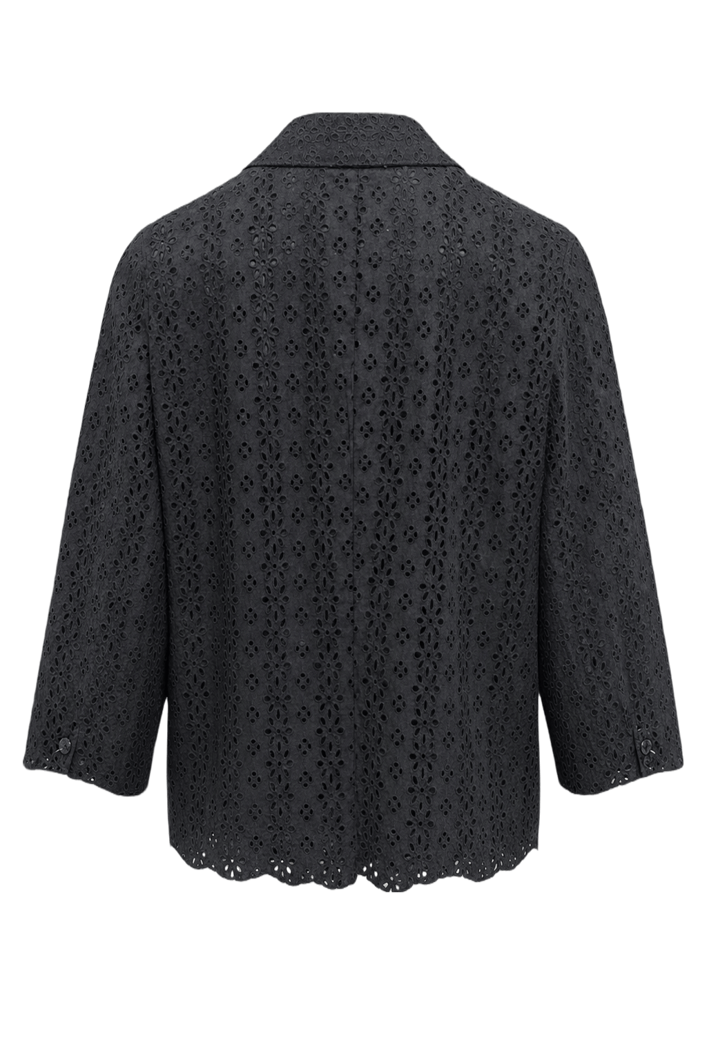 1990s Black Cotton Blazer - Back View