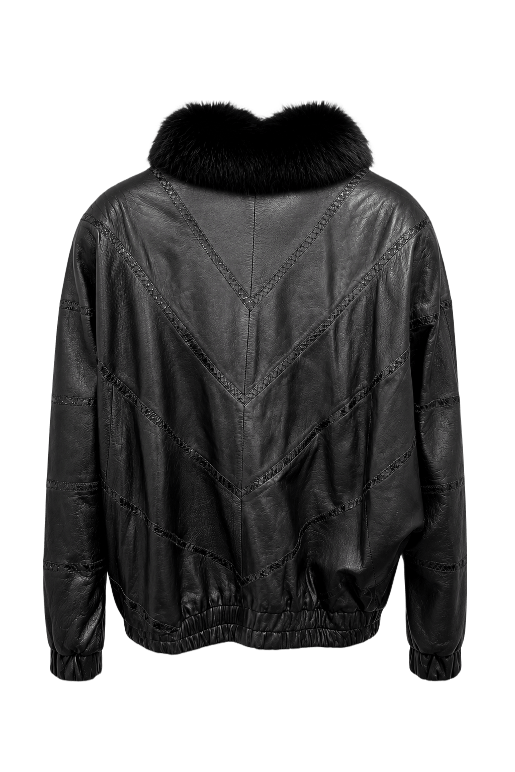 1990s Black Leather Jacket - Back View
