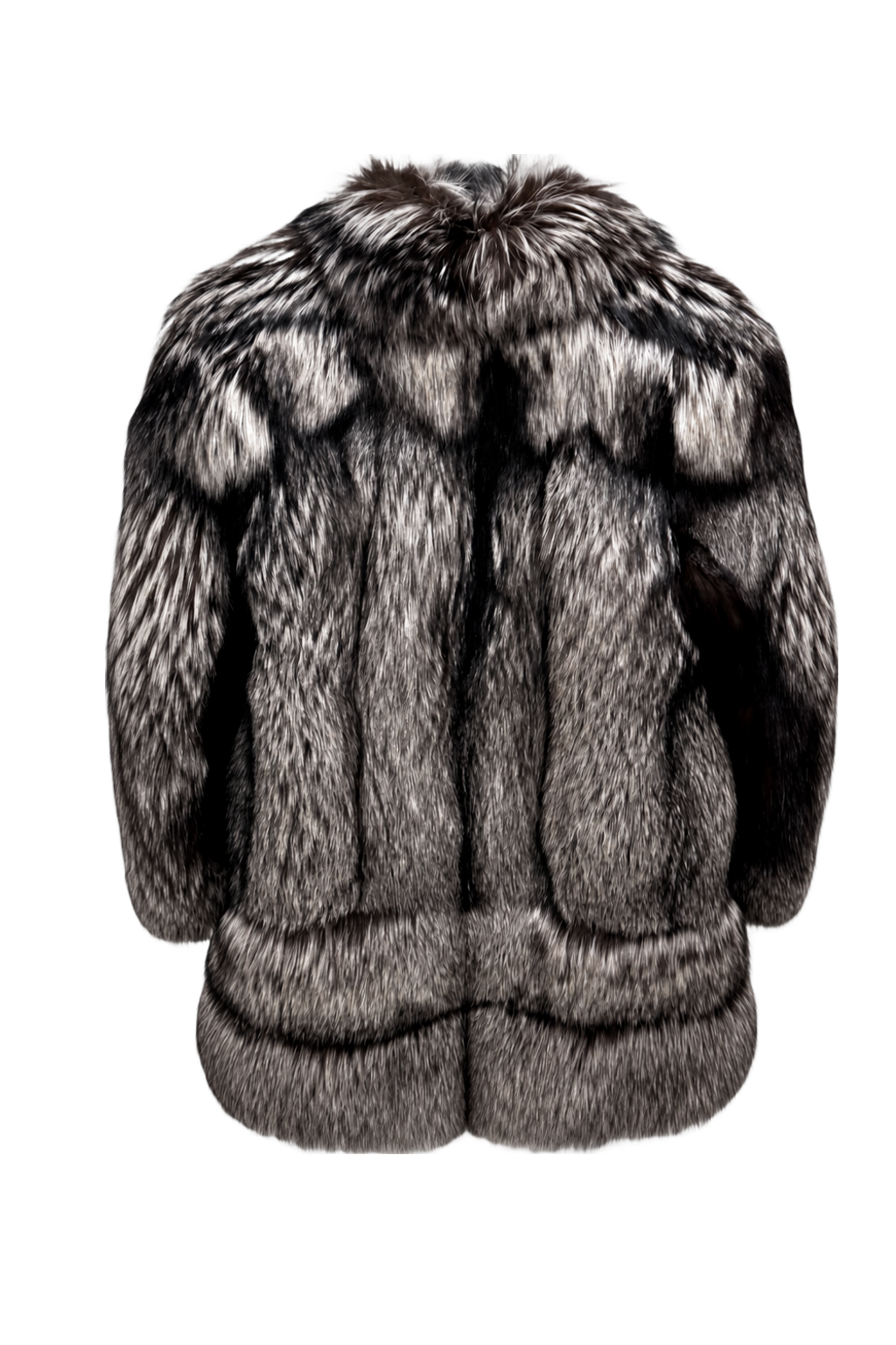 1980s Gray and White Fur Coat - Back View