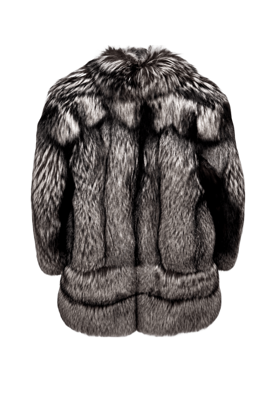 1980s Gray and White Fur Coat - Back View
