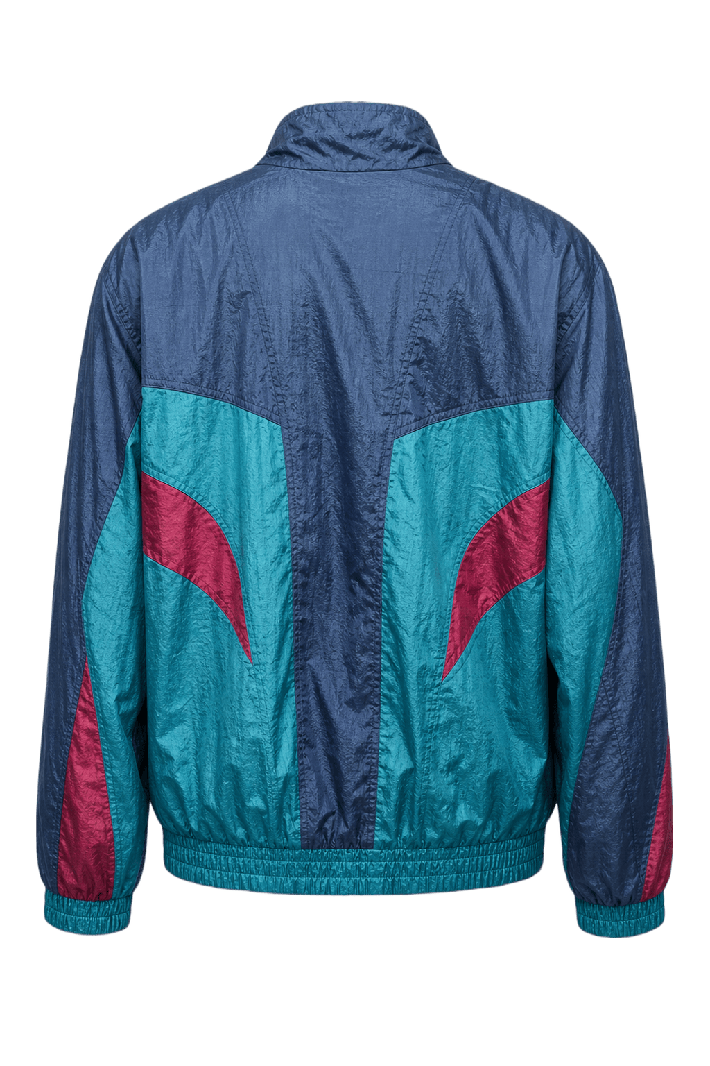 1980s Teal Magenta Nylon Jacket - Back View