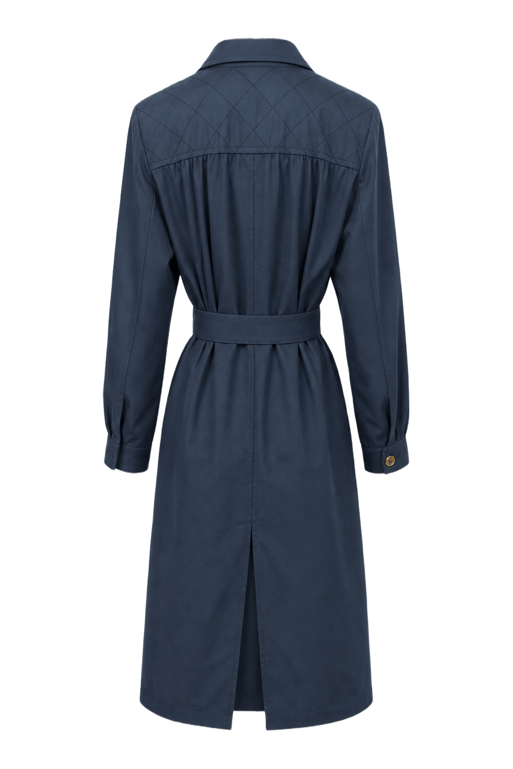 1980s Navy Blue Nylon Trench Coat - Back View