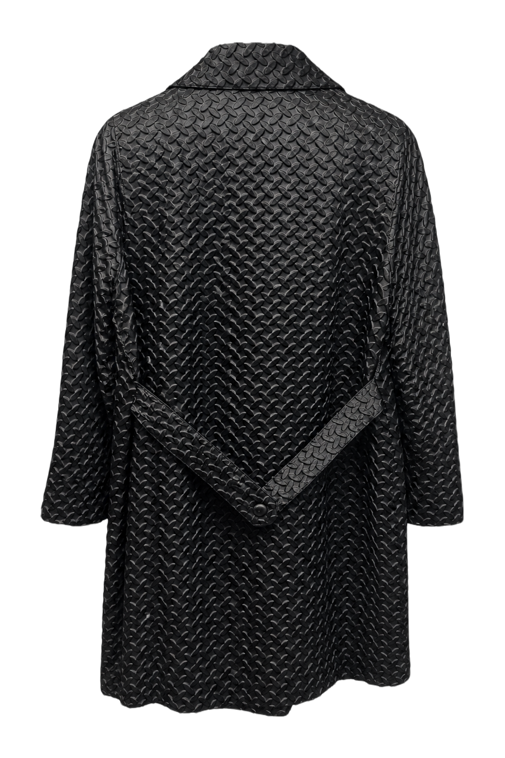 1960s Black Polyester Coat - Back View