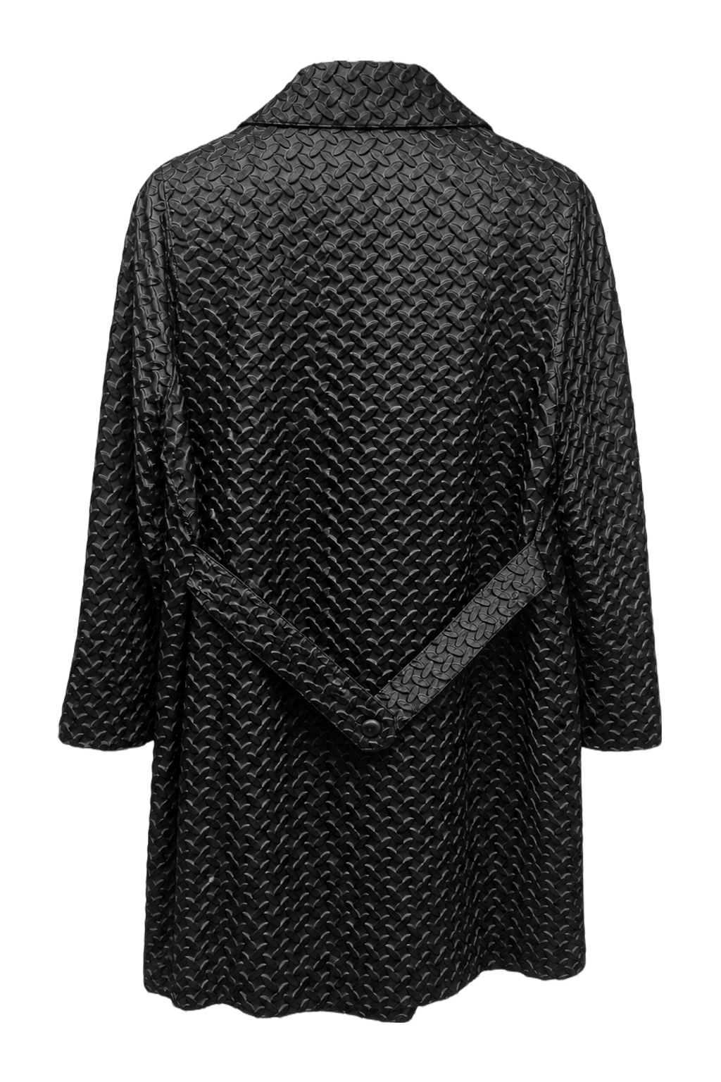 1960s Black Polyester Coat - Back View