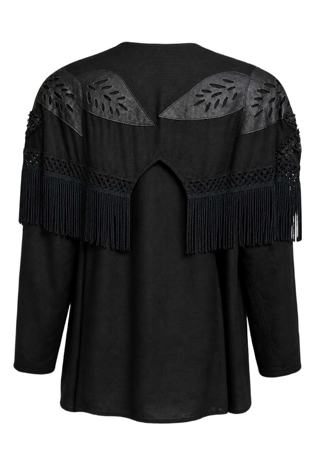 1980s Black Synthetic Blouse - Back View