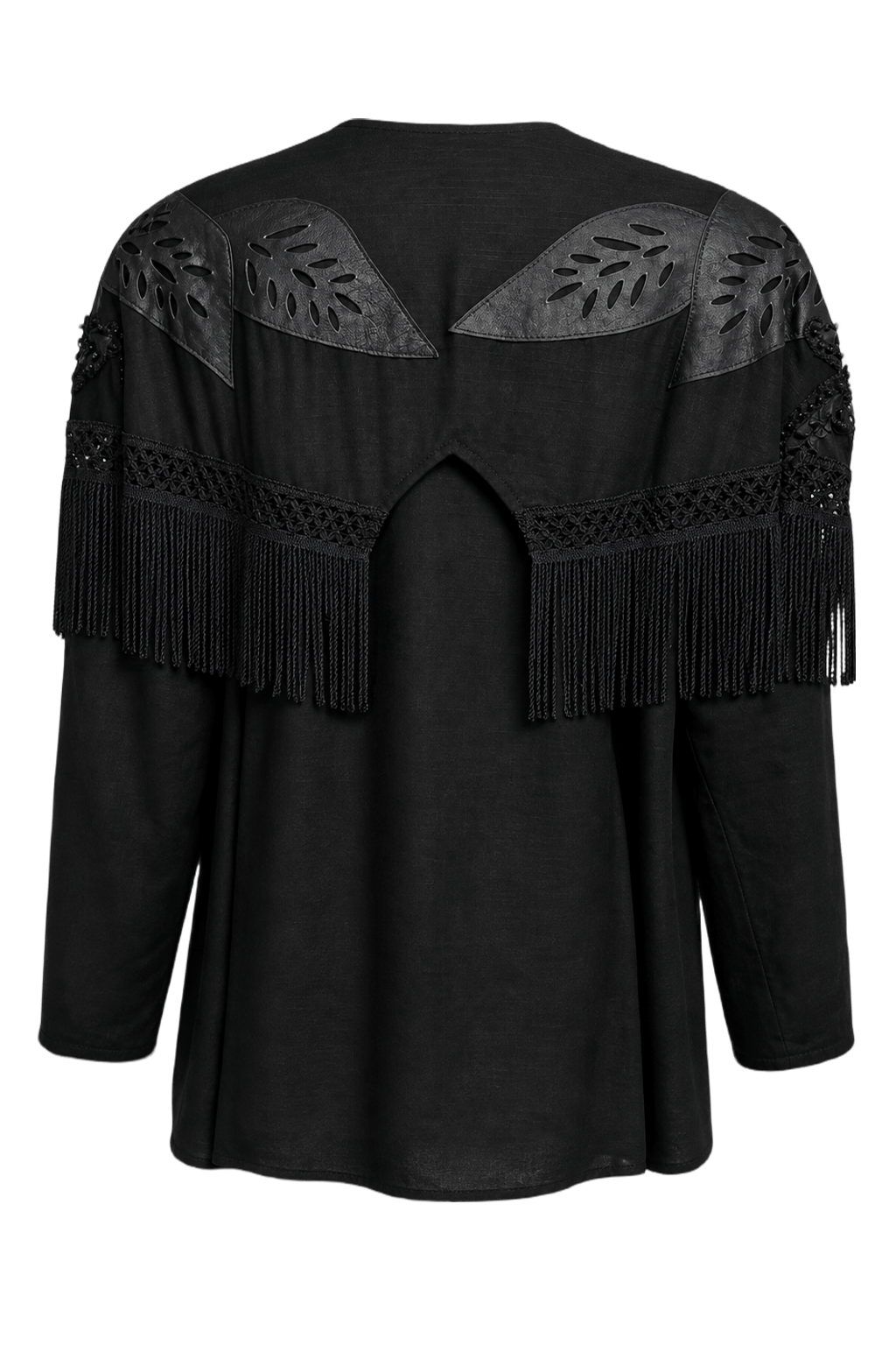 1980s Black Synthetic Blouse - Back View