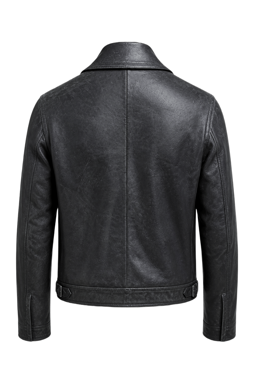 1930s Black Leather Jacket - Back View