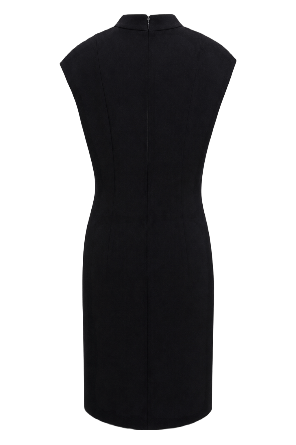 1970s Black Polyester Dress - Back View