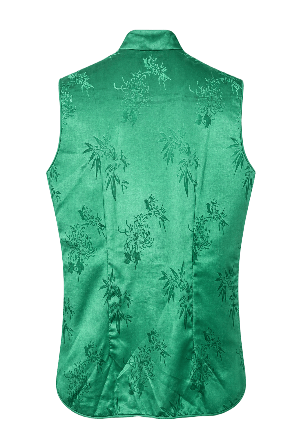 1970s Emerald Green Satin Vest - Back View