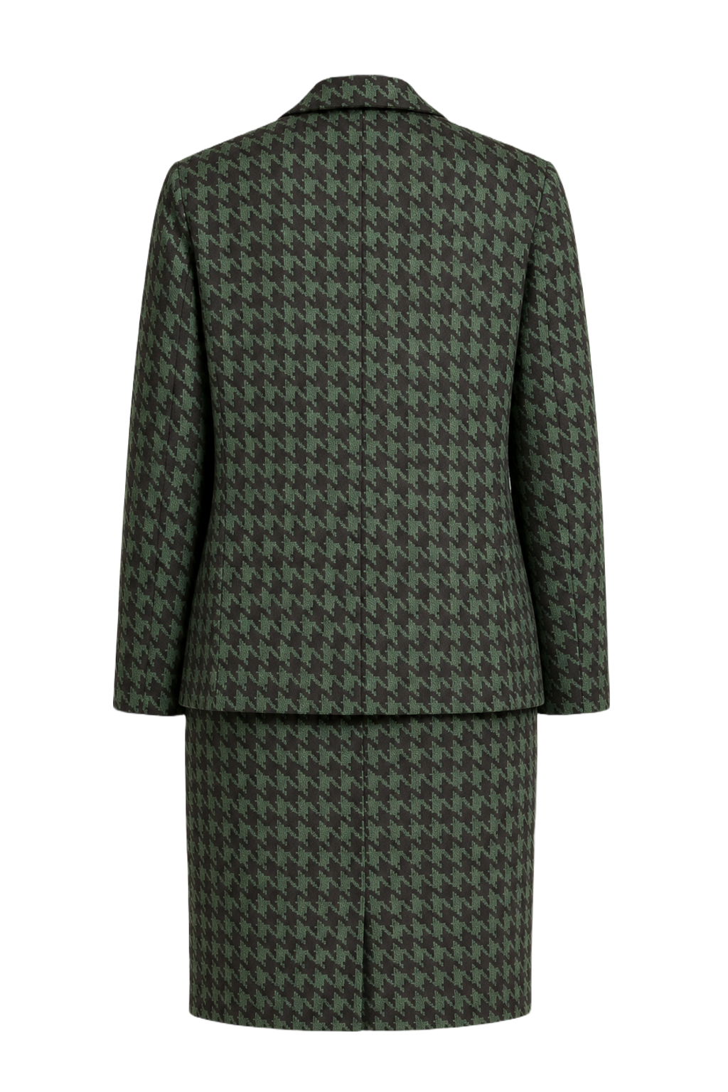 1980s Green & Black Wool Skirt Suit - Back View