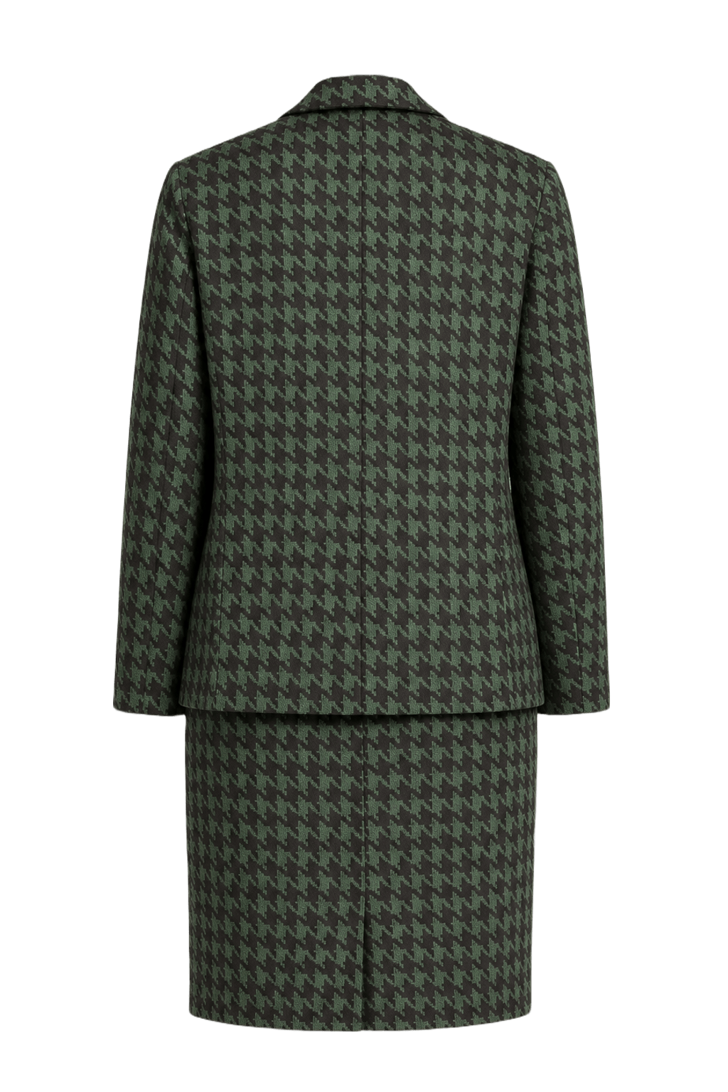 1980s Green & Black Wool Skirt Suit - Back View