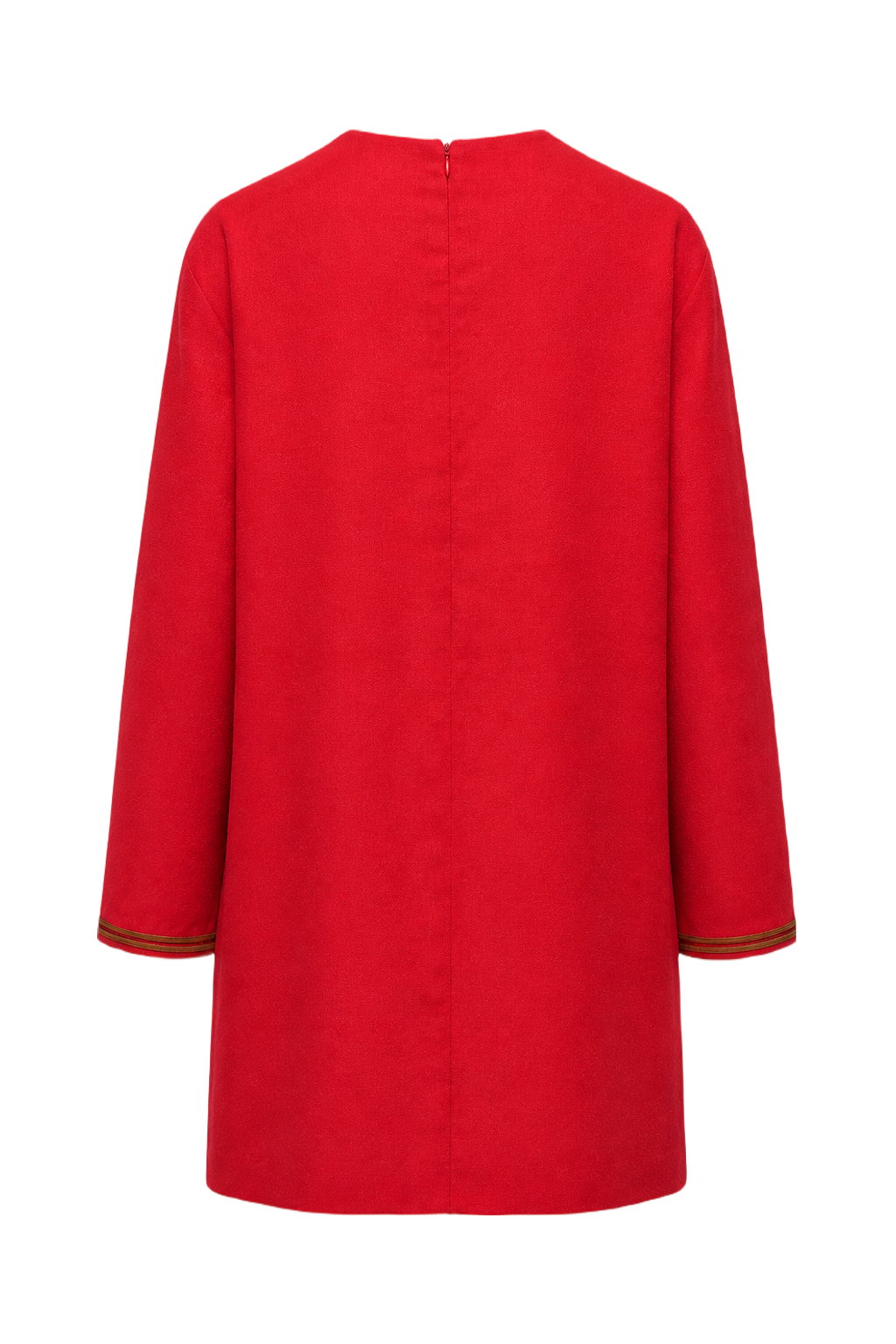 1970s Red Wool Blend Dress - Back View