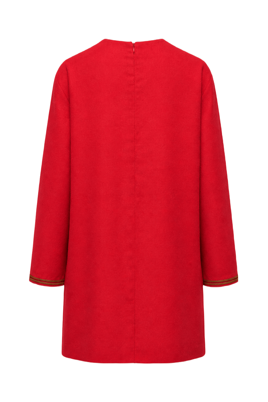 1970s Red Wool Blend Dress - Back View