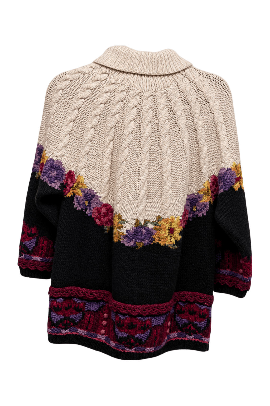 1970s Cream Wool Blend Cardigan - Back View