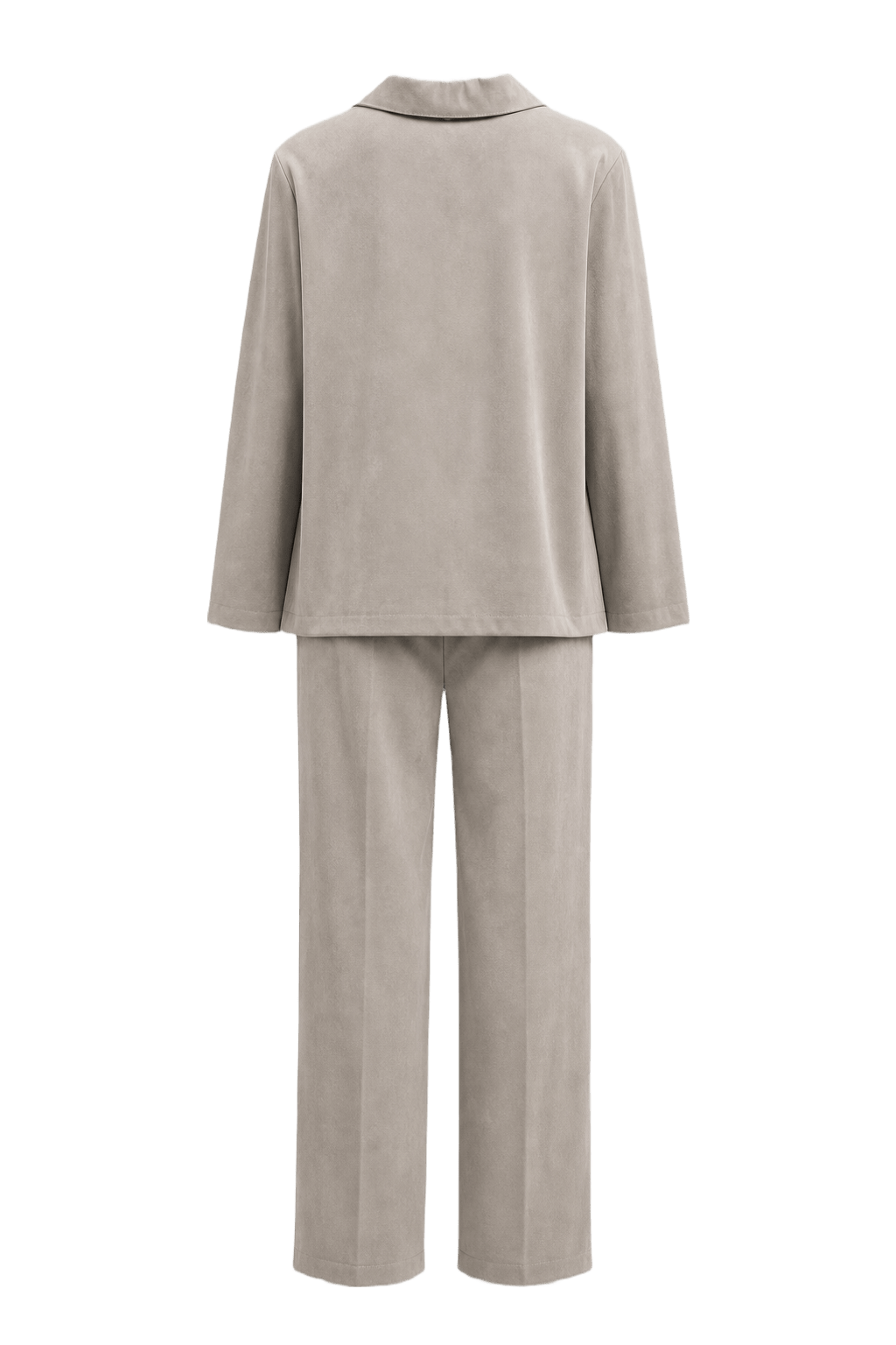 1980s Beige Synthetic Blend Blazer and Trousers Set - Back View