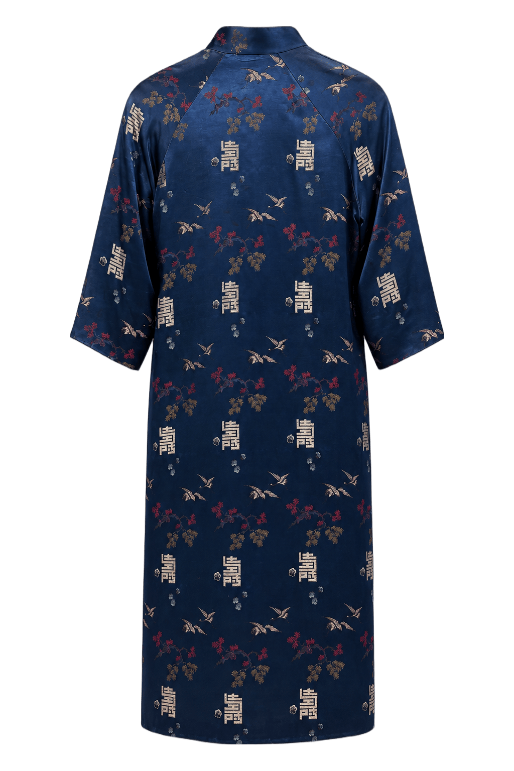 1970s Royal Blue Satin Dress - Back View