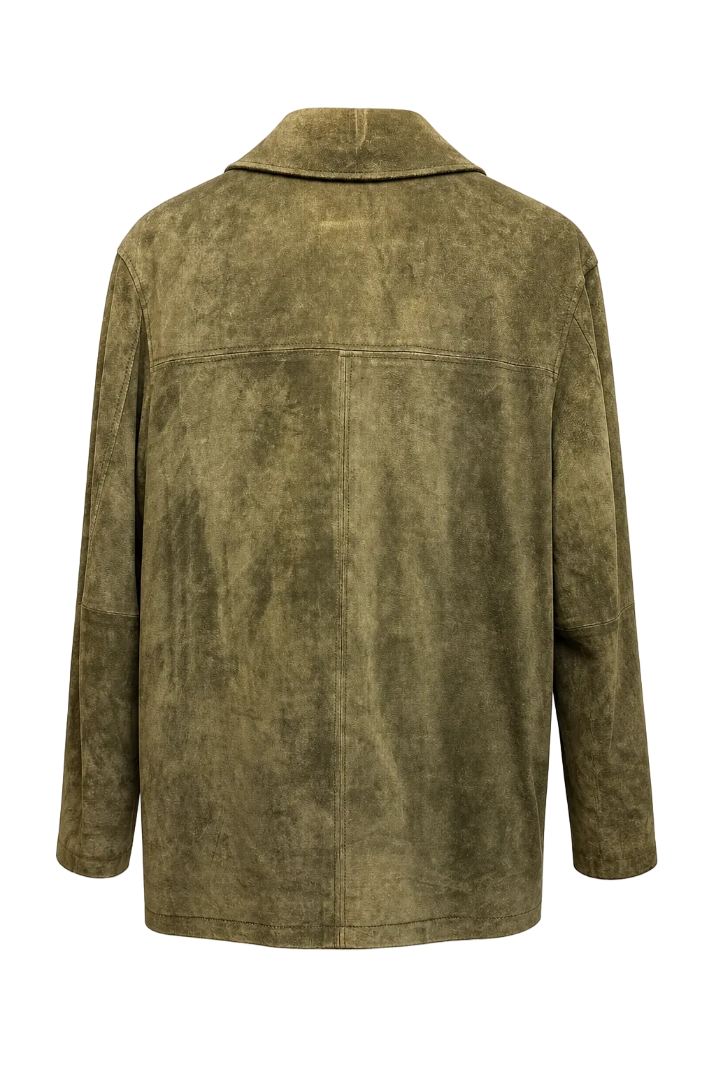 1990s Olive Green Suede Jacket - Back View