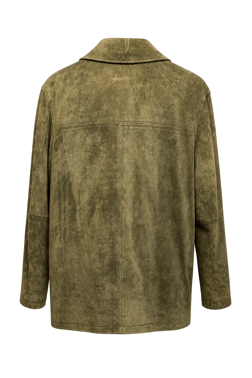 1990s Olive Green Suede Jacket - Back View