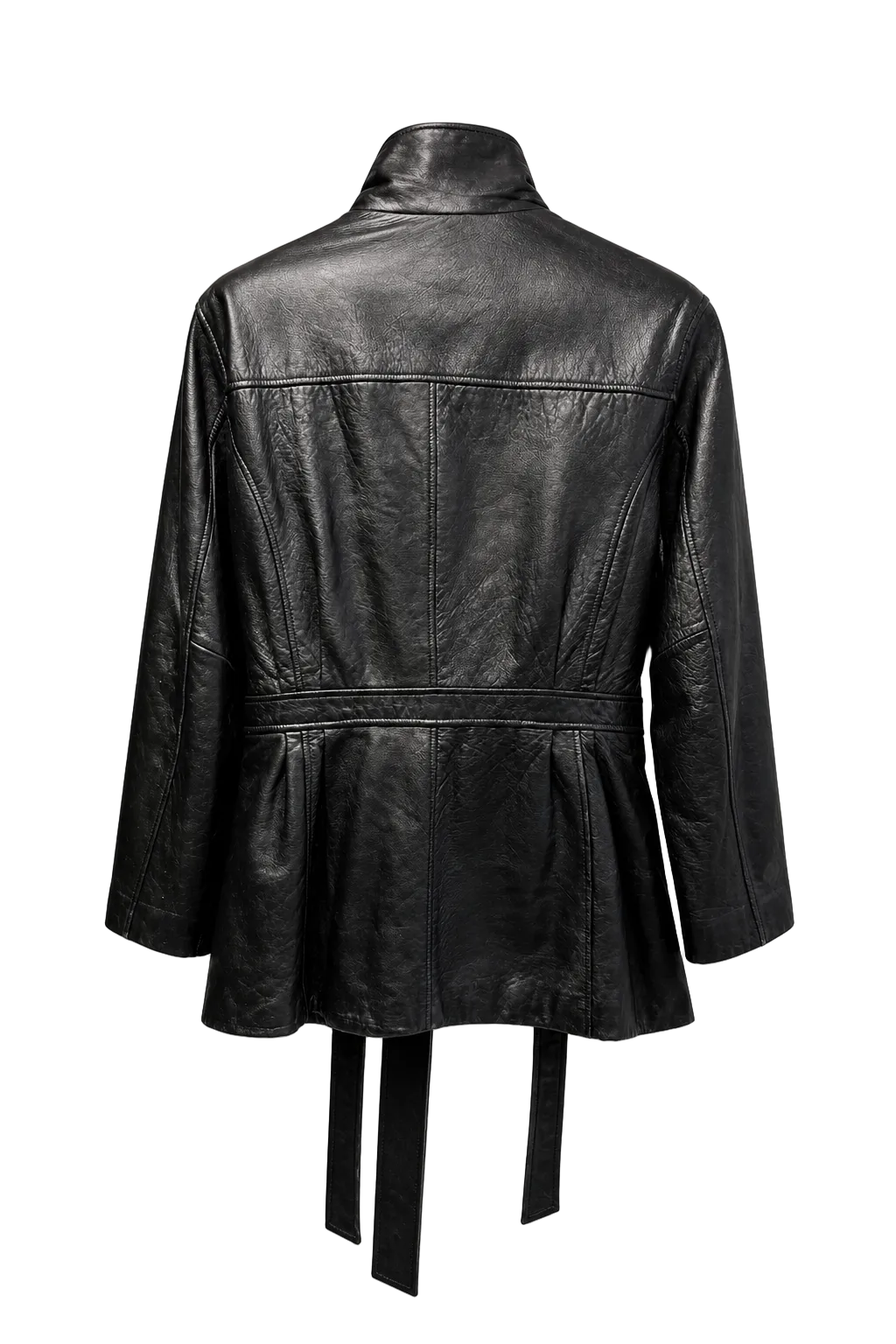 1990s Black Leather Jacket - Back View
