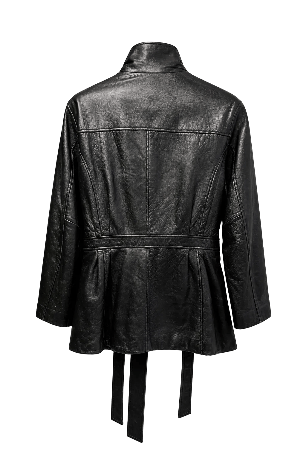 1990s Black Leather Jacket - Back View