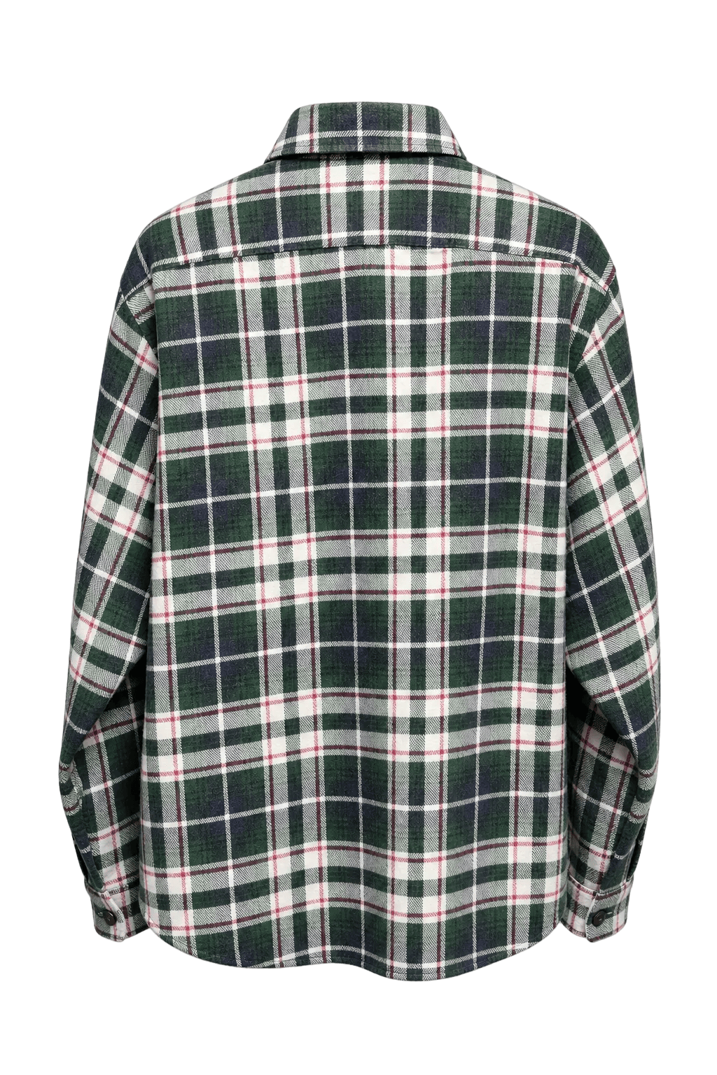 1980s Green Cotton Blend Flannel Shirt - Back View