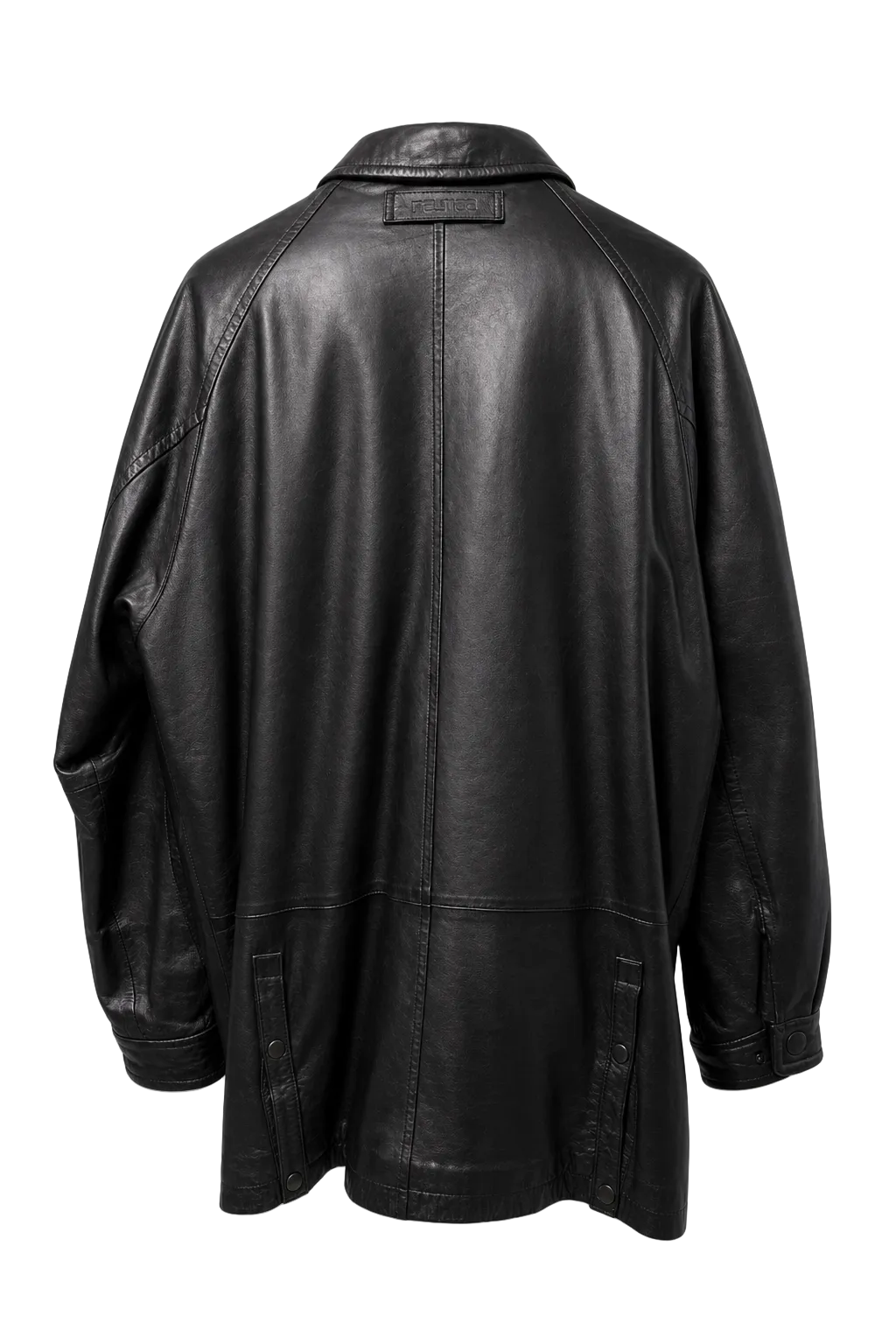 1990s Black Leather Mens Leather Jacket - Back View